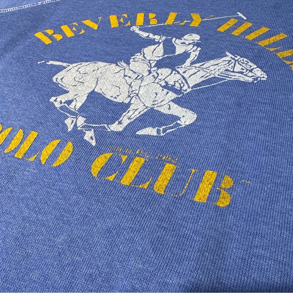 Vintage 80s Beverly Hills Polo Club Crewneck Sweatshirt Blue - Picture 3 of 8